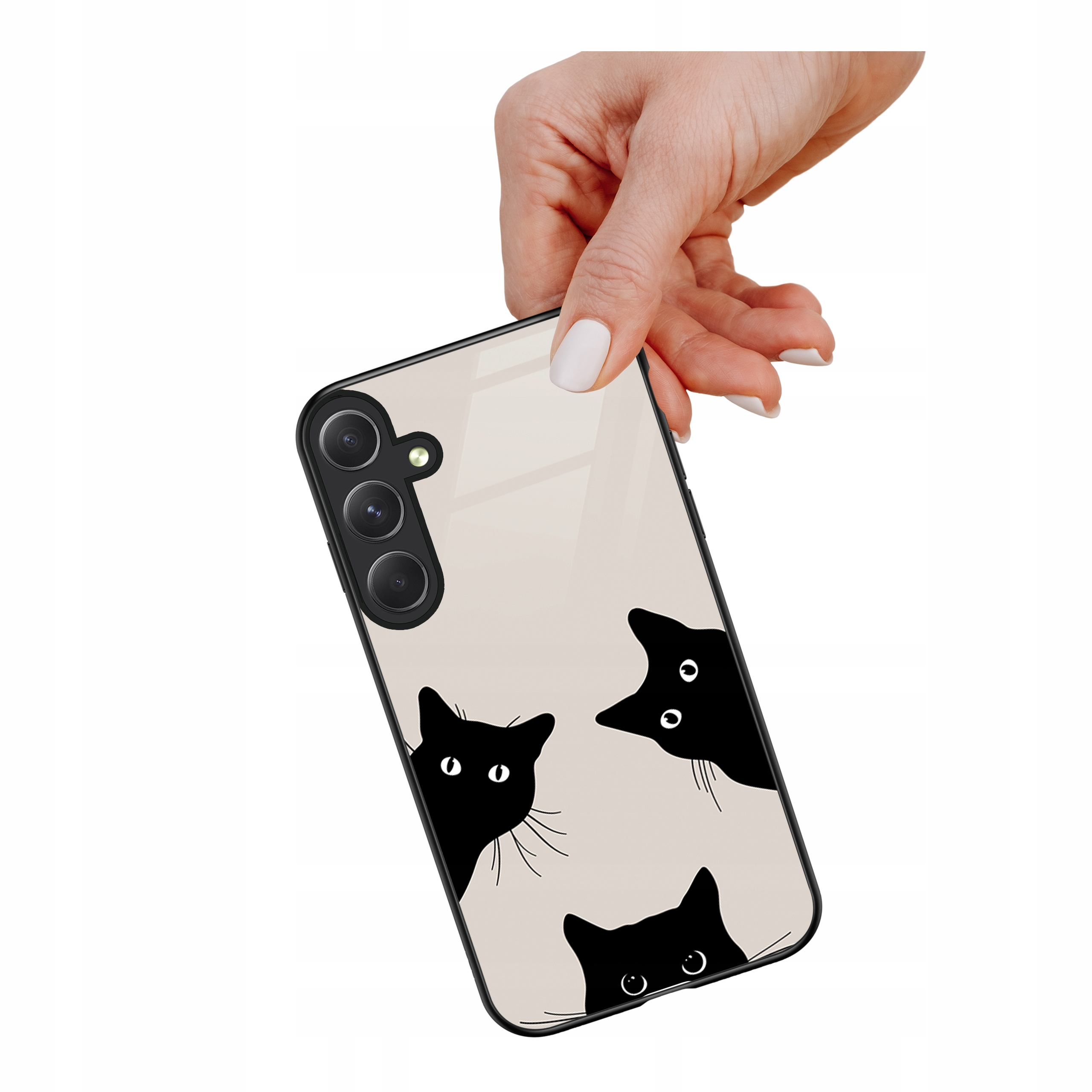 Etui szklane ceramiczne do Samsung Galaxy S23 Fe Czarne koty