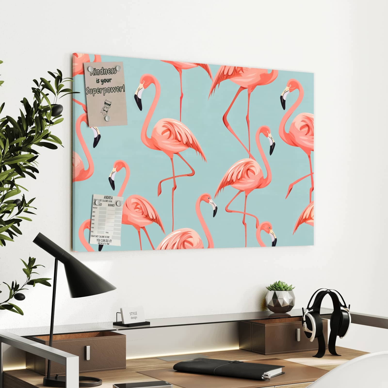 Magnetická tabule Plameňák Design 90 × 60 cm