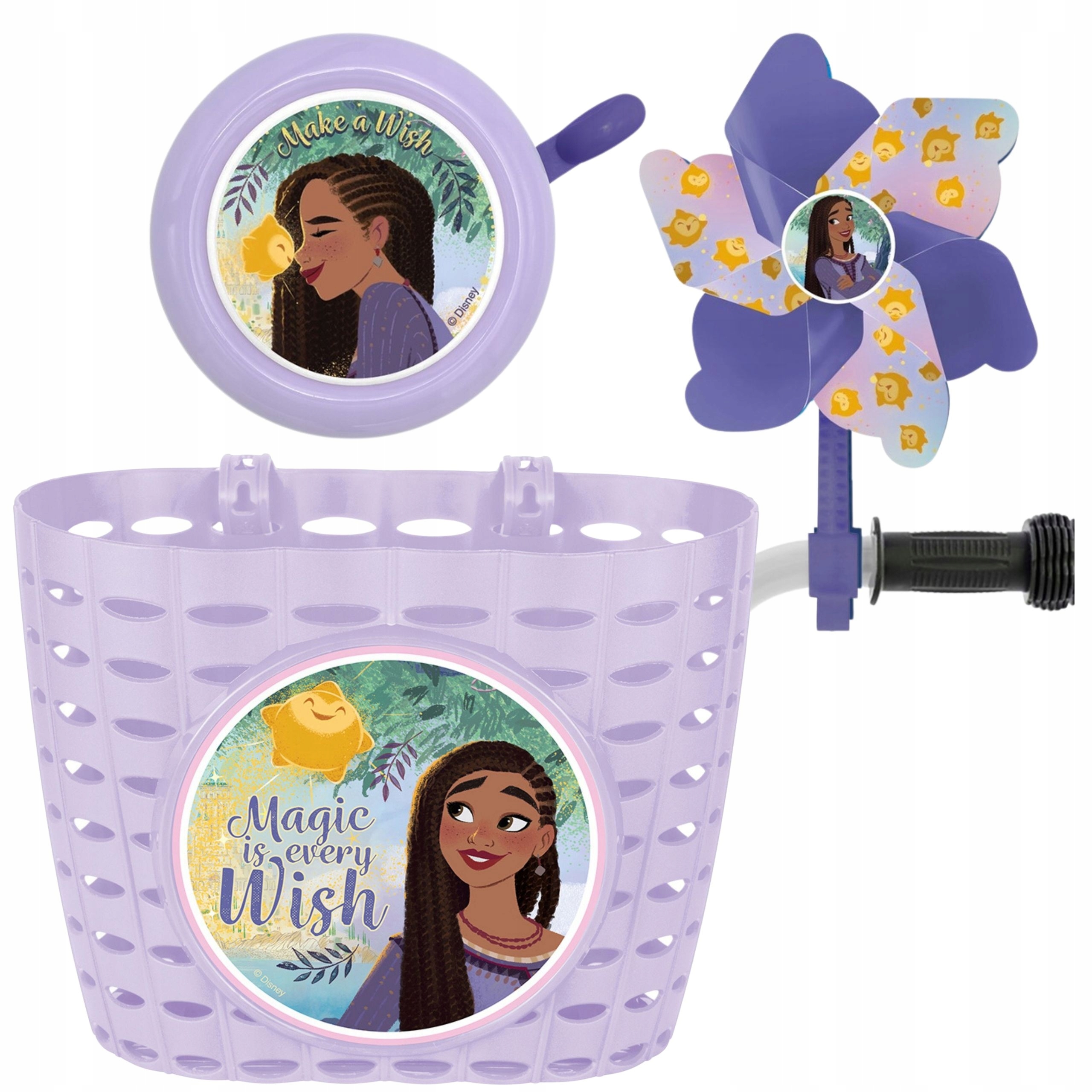 Zestaw Wish Koszyk Wiatraczek Dzwonek Na Kierownice Dla Dzieci Rower