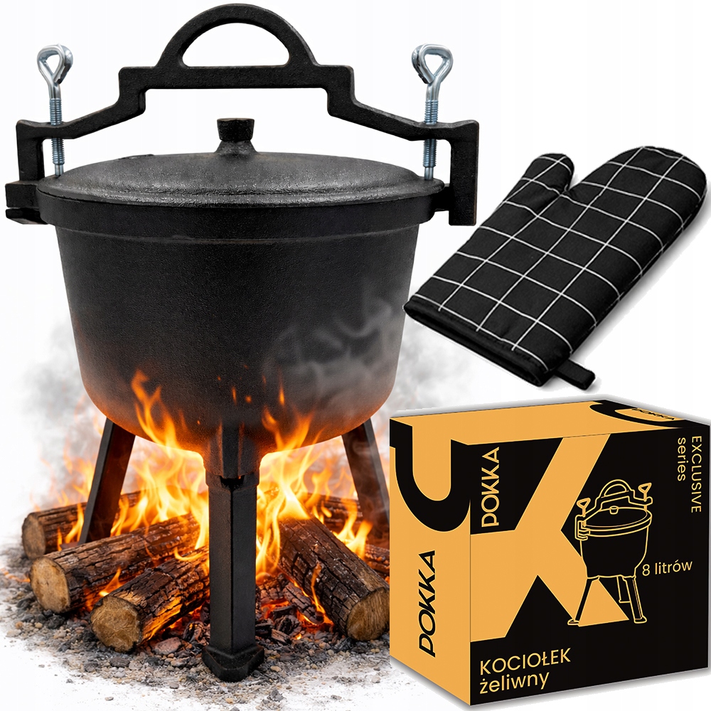 Litinový Kotlík 8 L Závěsný Lovecký Hrnec Na Pečení Oheň Iron 8 L