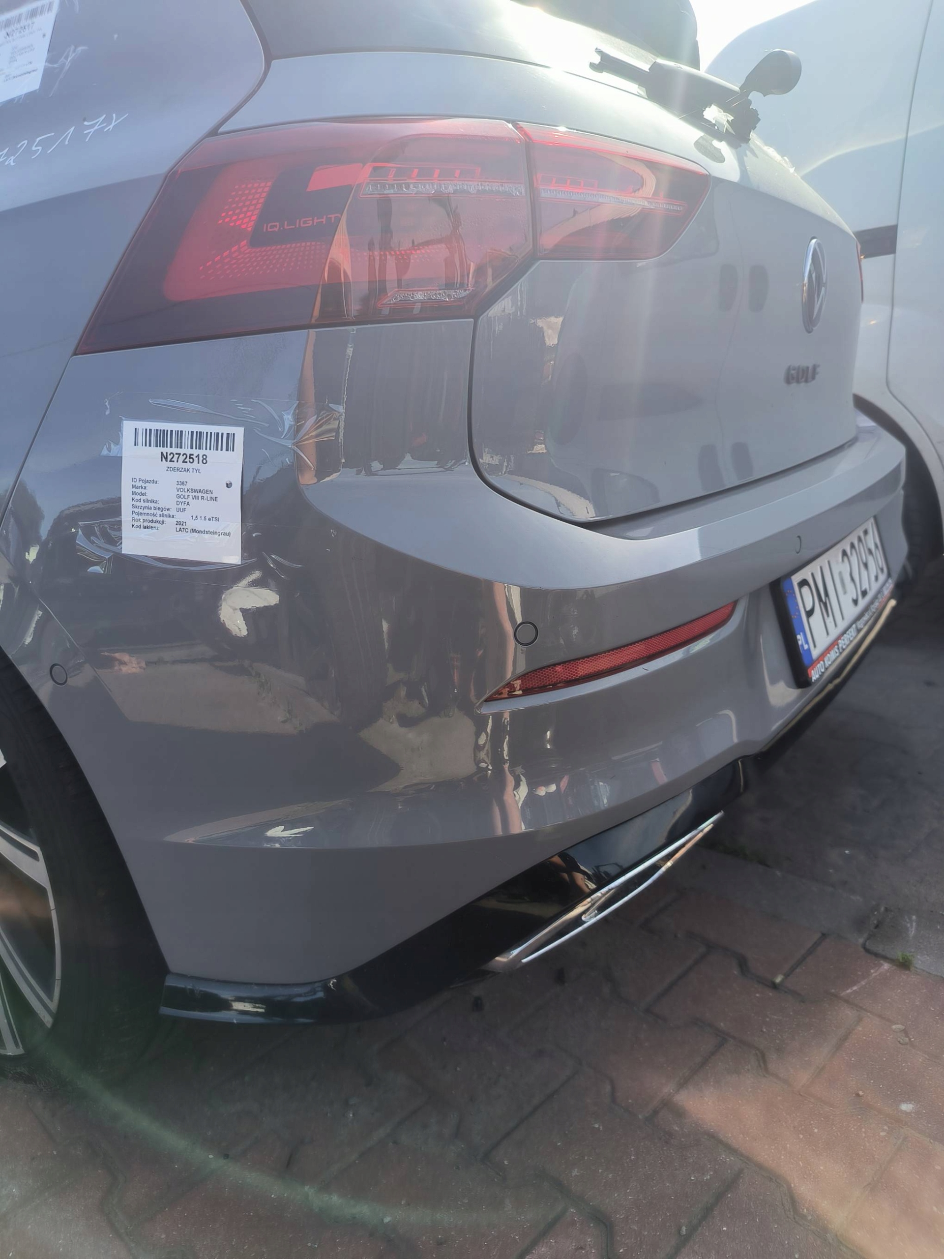 bumper rear part LA7C VOLKSWAGEN GOLF VIII R-LINE HB