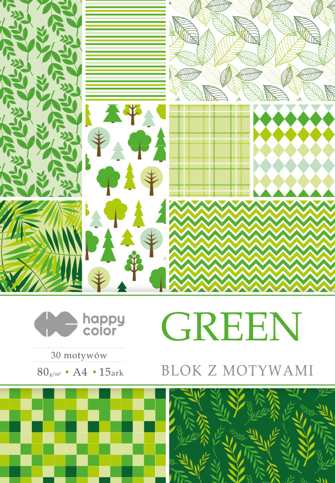 

Blok Happy Color A4 80g 15 ark z motywami Green