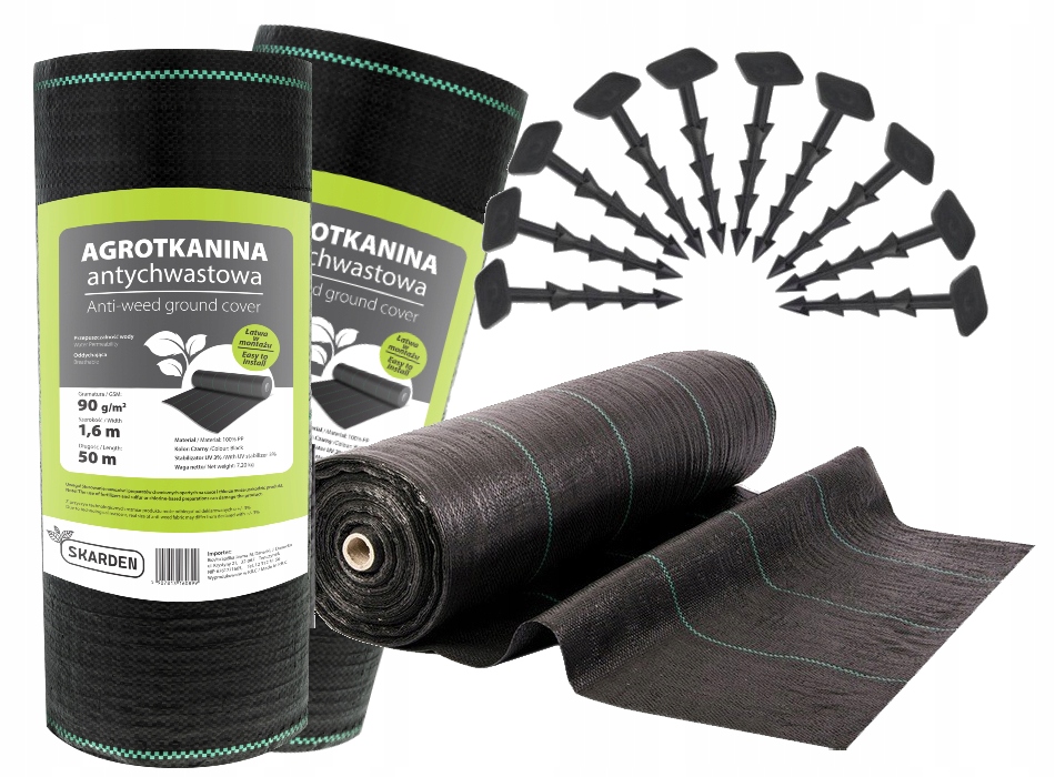 Skarden Agrotextilie Agrotkanina 1,6x100 m, 90 g/m2 černá upevňovací kolíky
