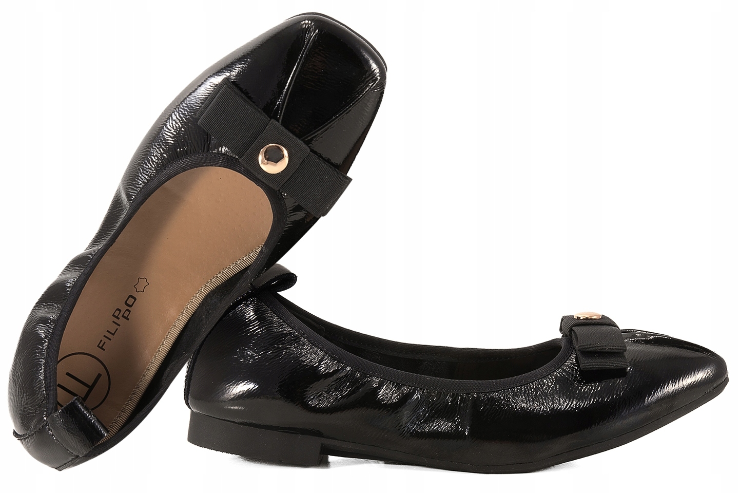 Filippo DP7744 Kožené Baleríny Dámské Polobotky Lakované černé 38