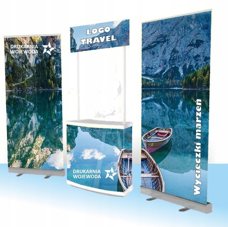 Zestaw targowy, STOISKO REKLAMOWE, DEGUSTACYJNE, PROMOCYJNE, Lada, 2rollupy