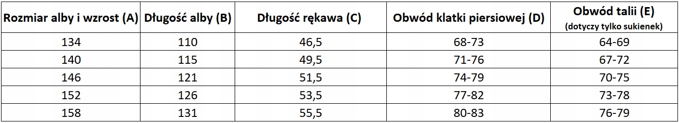 Alba komunijna - z szarfą dla dziewczynki - r. 134 Rozmiar 134