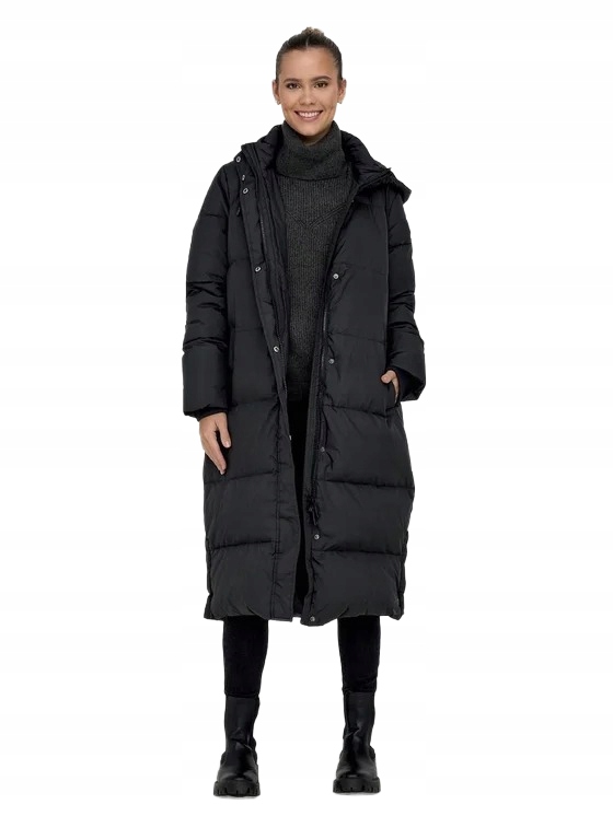 Only Dámský Péřový Kabát Černý S Kapucí L 6BB
