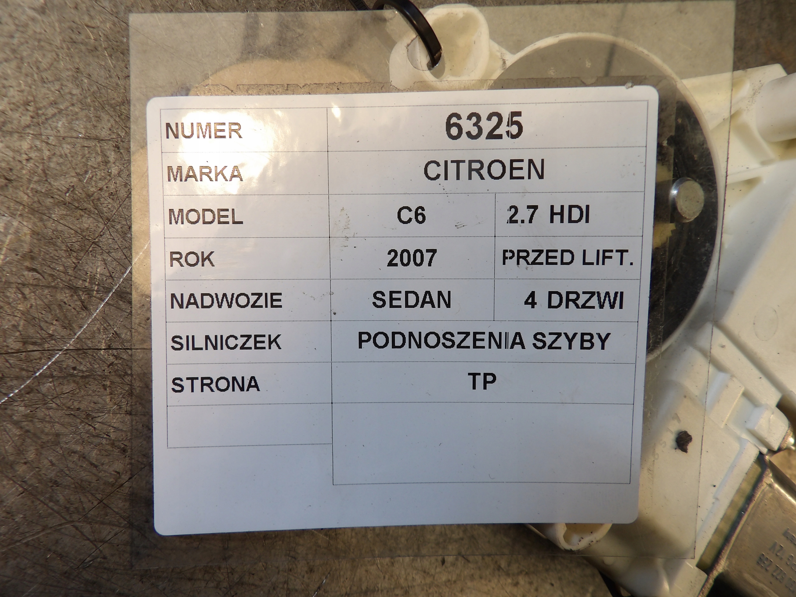 Citroen C6 mini motor windows rear right 9661050180 994352-103