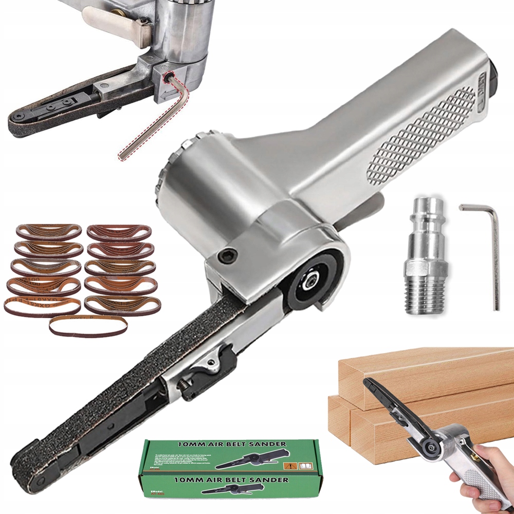 Pneumatická Pásová Bruska 330×10 MM 16000 Ot/min, Snadná Obsluha