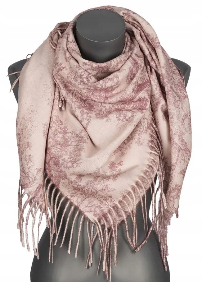 Chusta Damska Przejściowa VINTAGE na Prezent z Frędzlami RCC22-5 Różowy