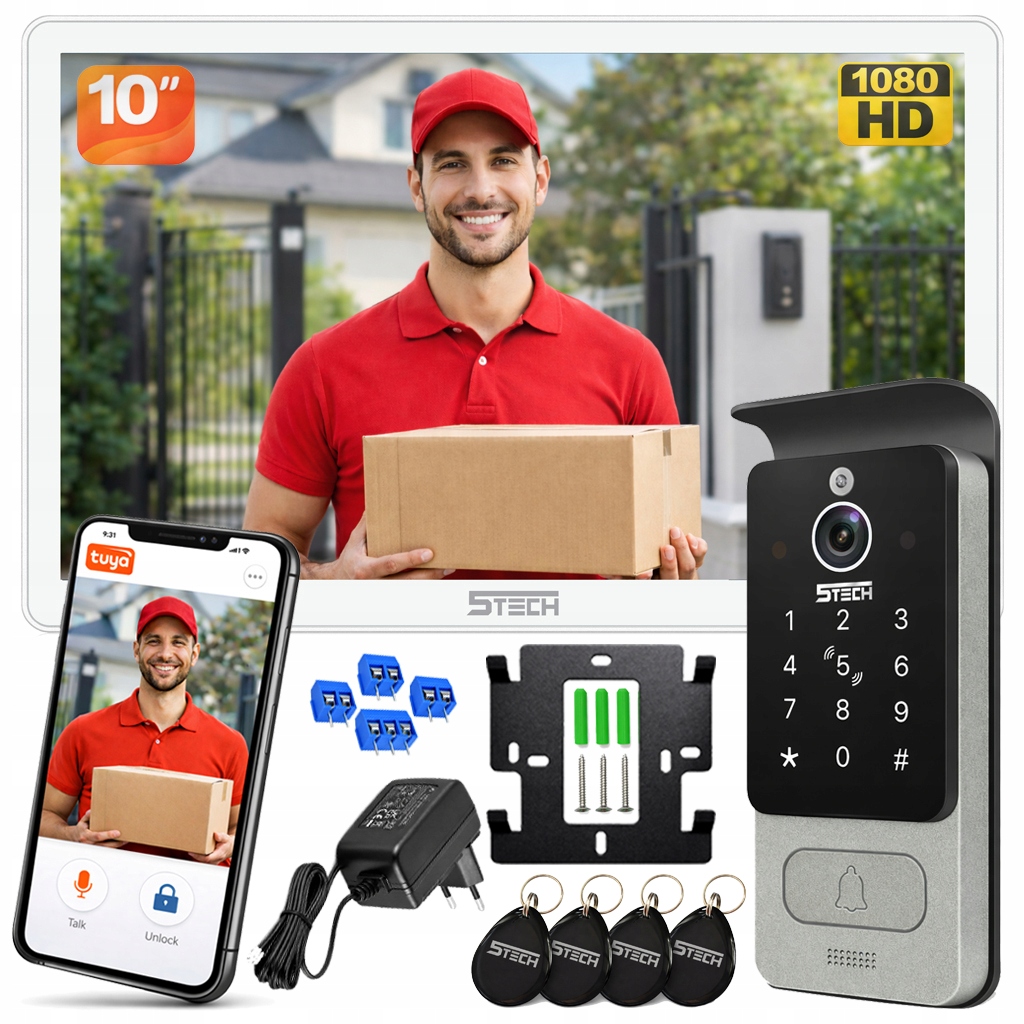 Wideodomofon 5TECH WiFi Virgo 10" 82228 Czytnik Szyfrator 2-ŻYŁOWY Cyfrowy