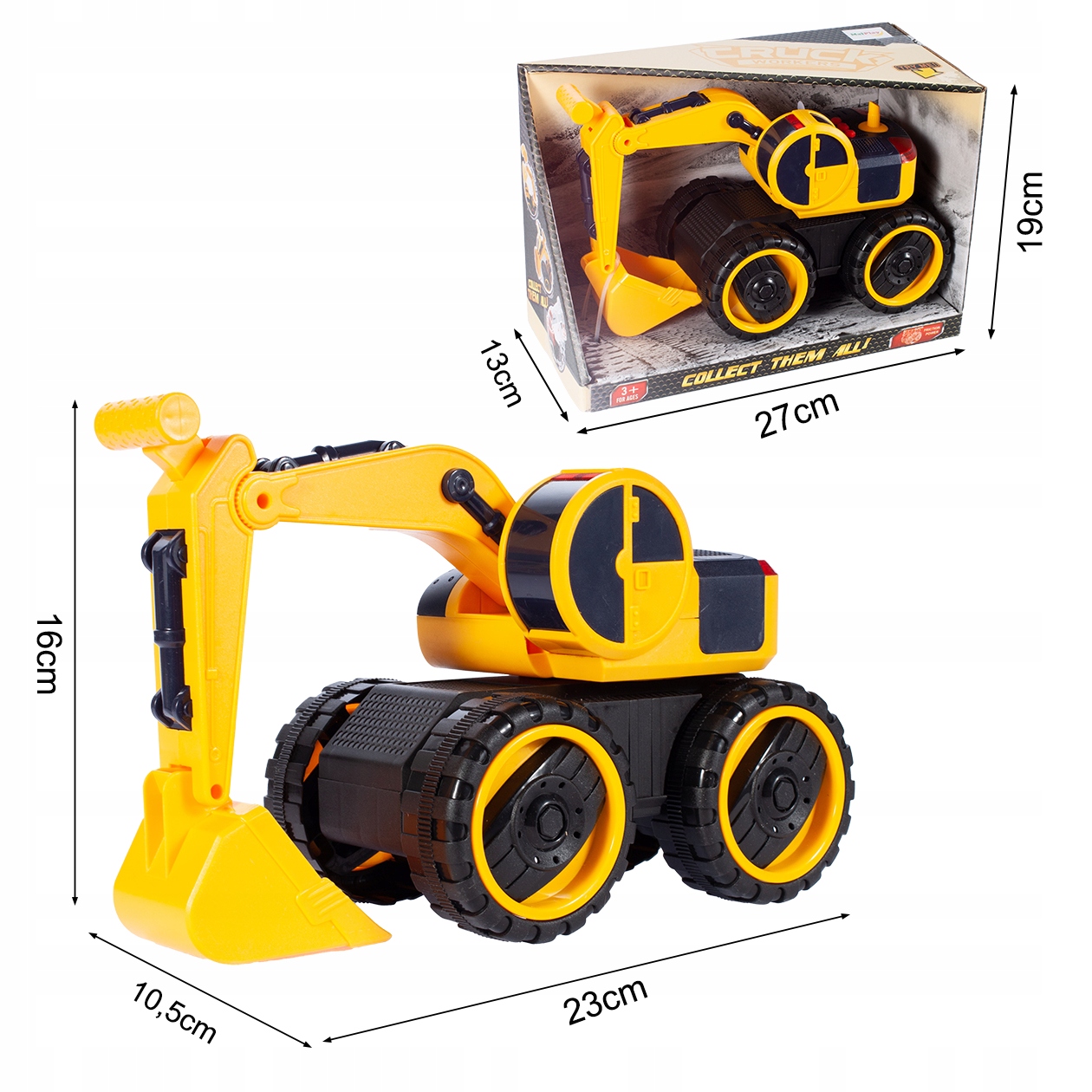 KOPARKA Z NAPĘDEM 23CM DLA DZIECI POJAZD BUDOWLANY DZWIĘK PRACY KLAKSON EAN (GTIN) 5901924216346