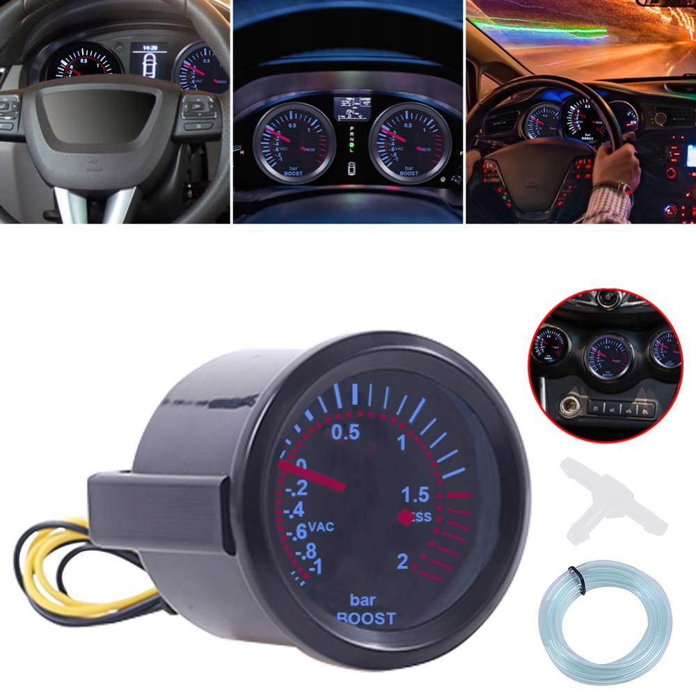 ZEGAR WSKAŹNIK BOOST TURBO CIŚNIENIE DOŁADOWANIA 52MM PODŚWIETLANY LED 2BAR EAN (GTIN) 4027177800918