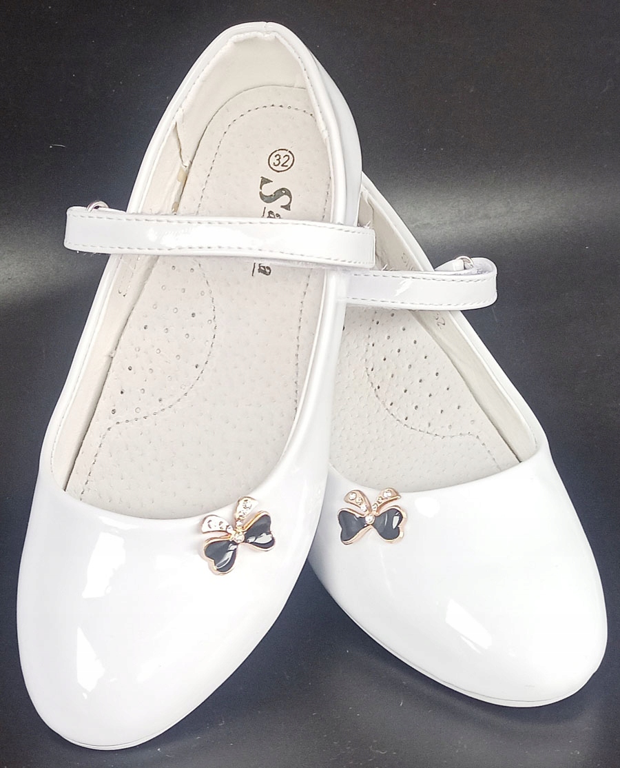 BIAŁE lakier PANTOFELKI komunijne balerinki dla dziewczynki komunia r 35 Kod producenta SH05C-1