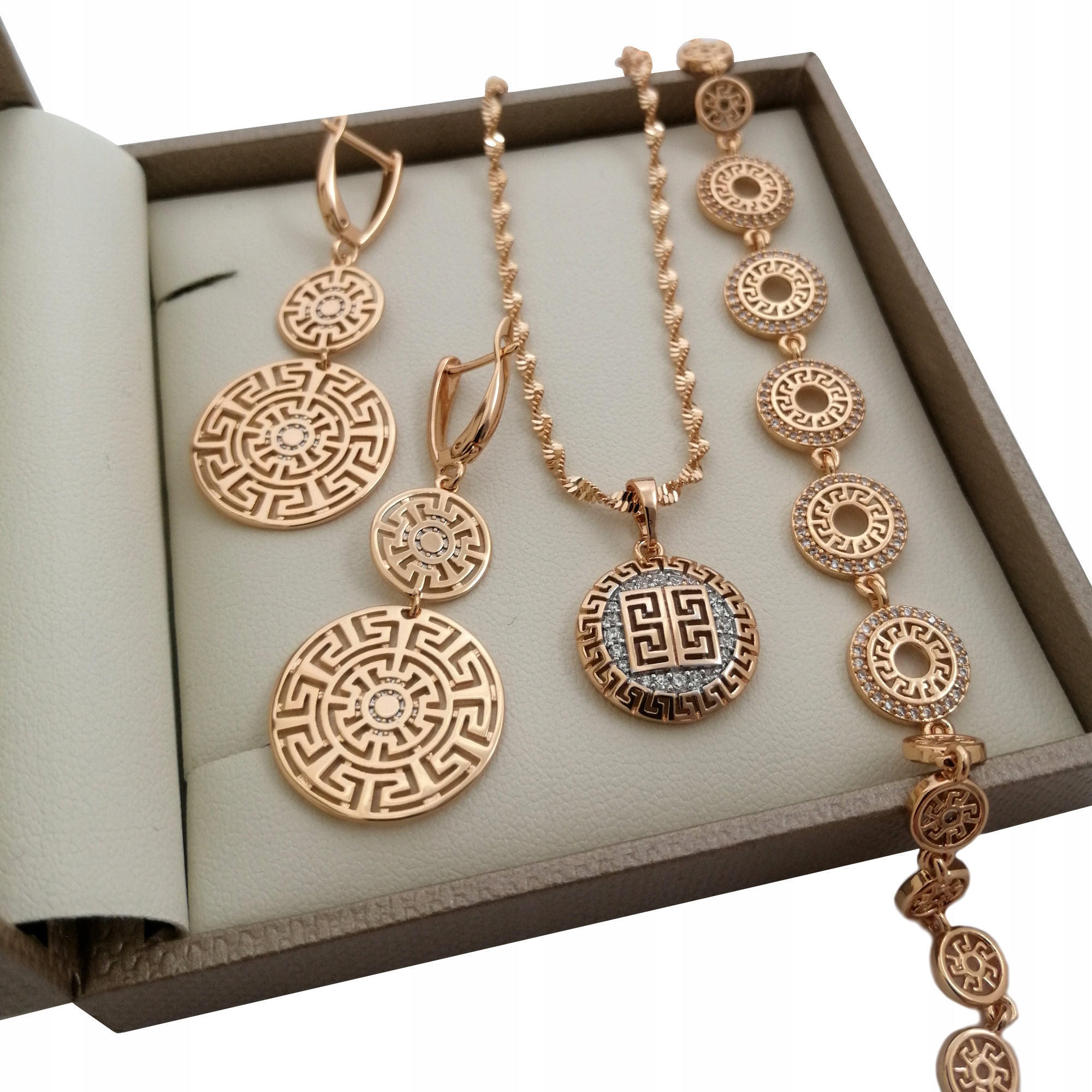 

Piękny Złoty Komplet Biżuterii Greckiej 18K Nowość