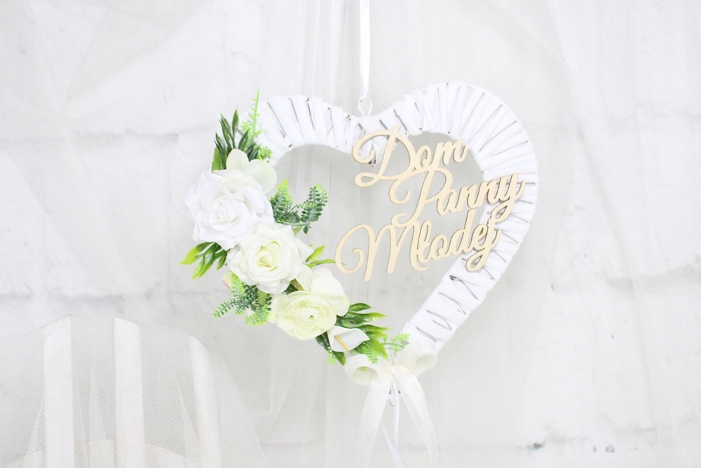 Serce na drzwi Dom Panny Młodej dekoracja ślubna EAN (GTIN) 5907333350855