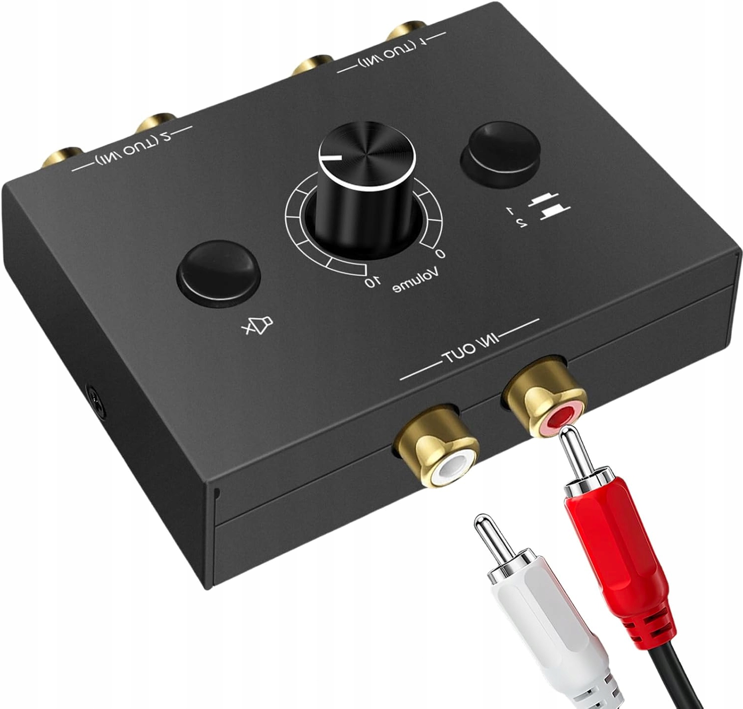 DWUKIERUNKOWY PRZEŁĄCZNIK AUDIO STEREO 2IN1OUT Z REGULACJĄ GŁOŚNOŚCI