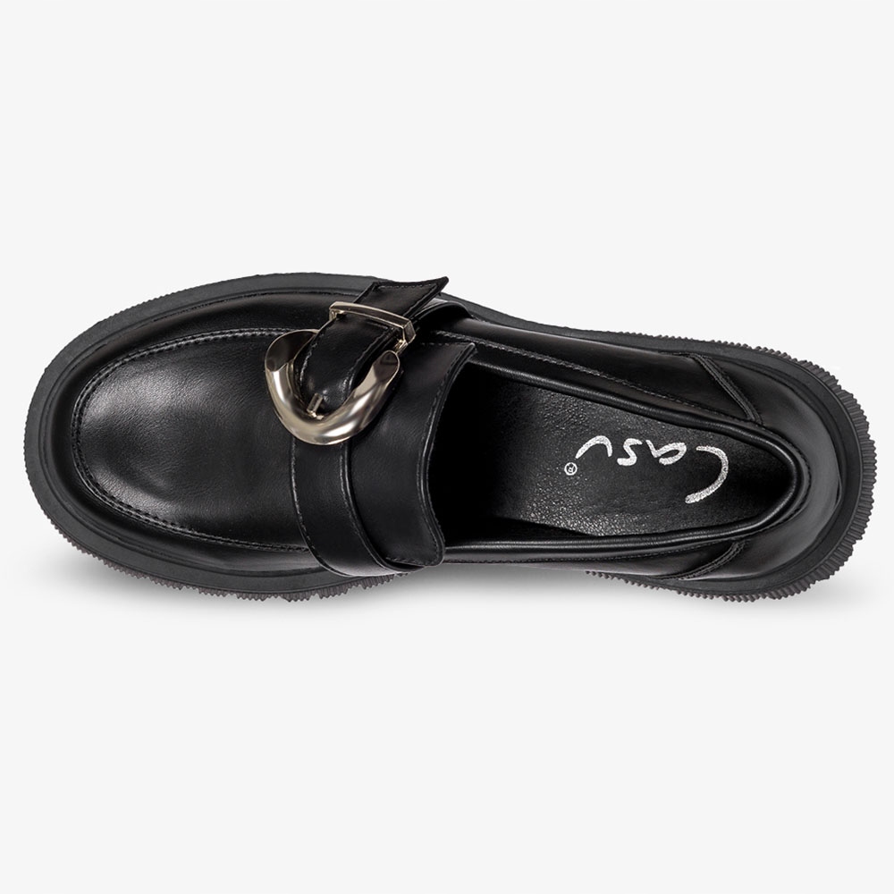 MOKASYNY DAMSKIE NA PLATFORMIE Z KLAMRĄ r 40 Długość wkładki 26.5 cm