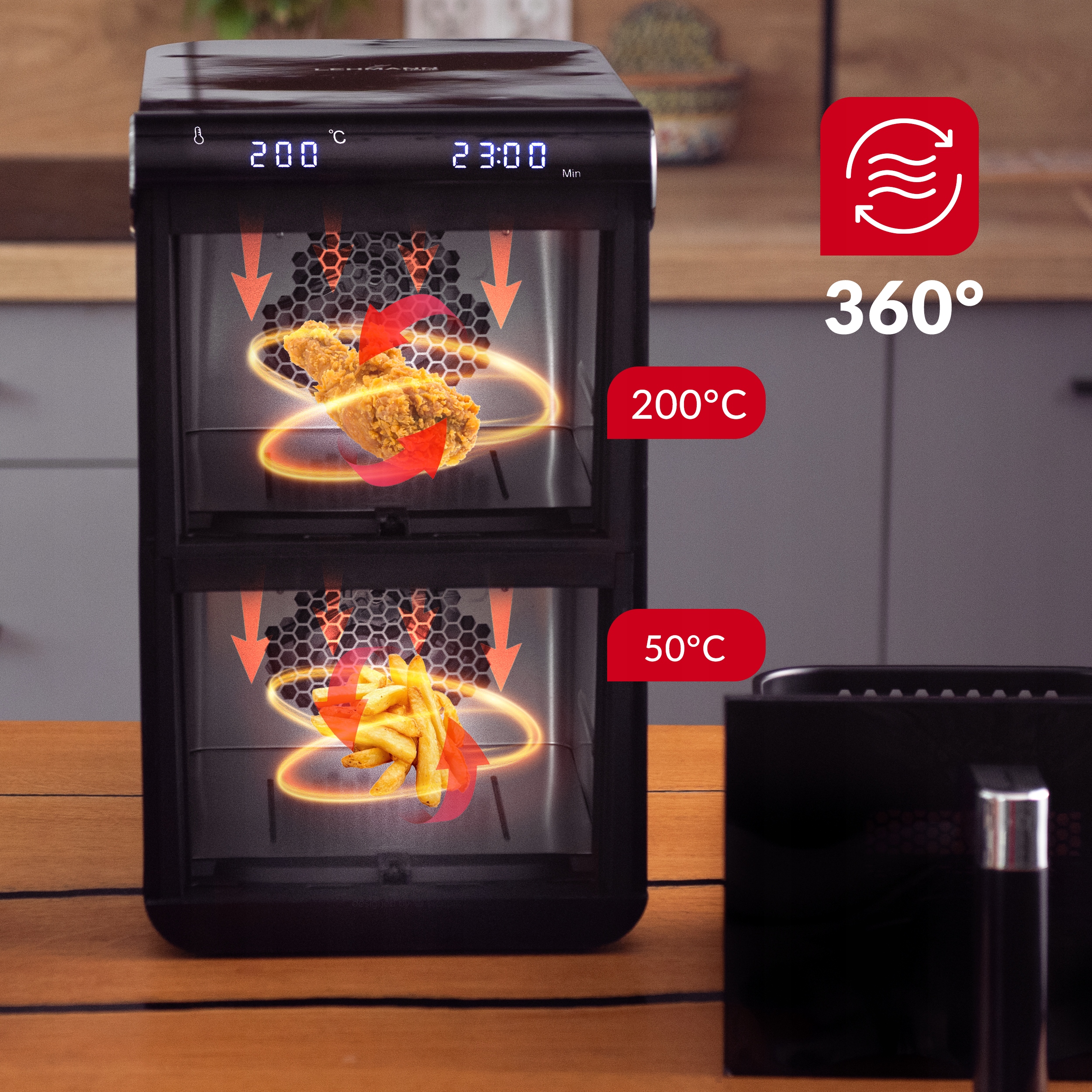 FRYTKOWNICA BEZTŁUSZCZOWA 2800W AIRFRYER 11L NIEPRZYWIERAJĄCA 13 PROGRAMÓW Model AIRFRYER DUŻA PIONOWA 13 PROGRAMÓW XXL