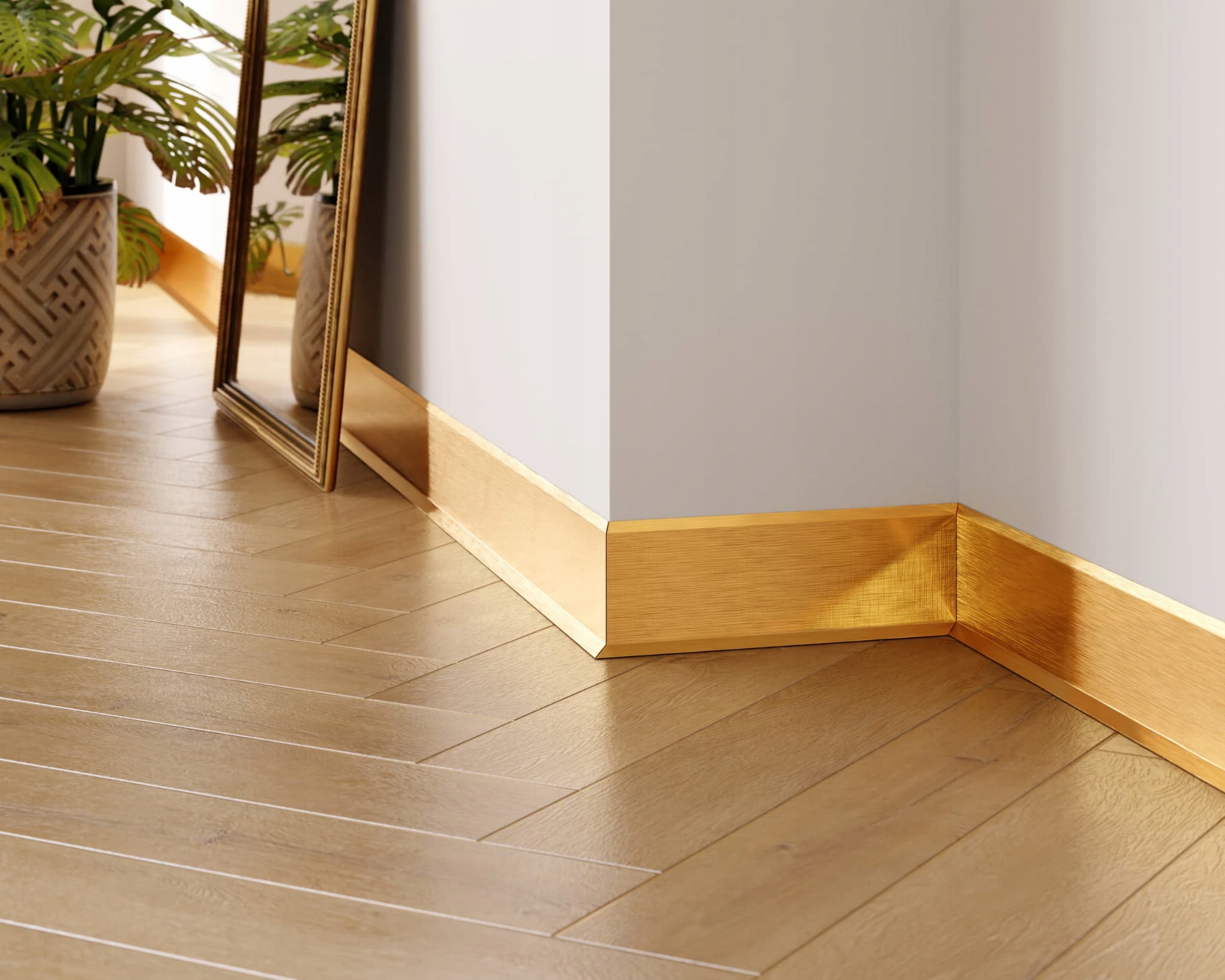 LISTWA PRZYPODŁOGOWA F COKÓŁ ZŁOTY MATOWY 6cm Wykończenie błyszczące