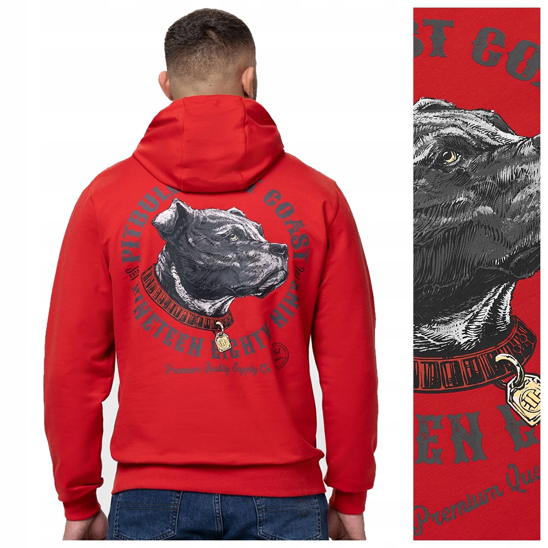 Pánská mikina s kapucí (klokanka) Pit Bull Strength & Respect červená XL