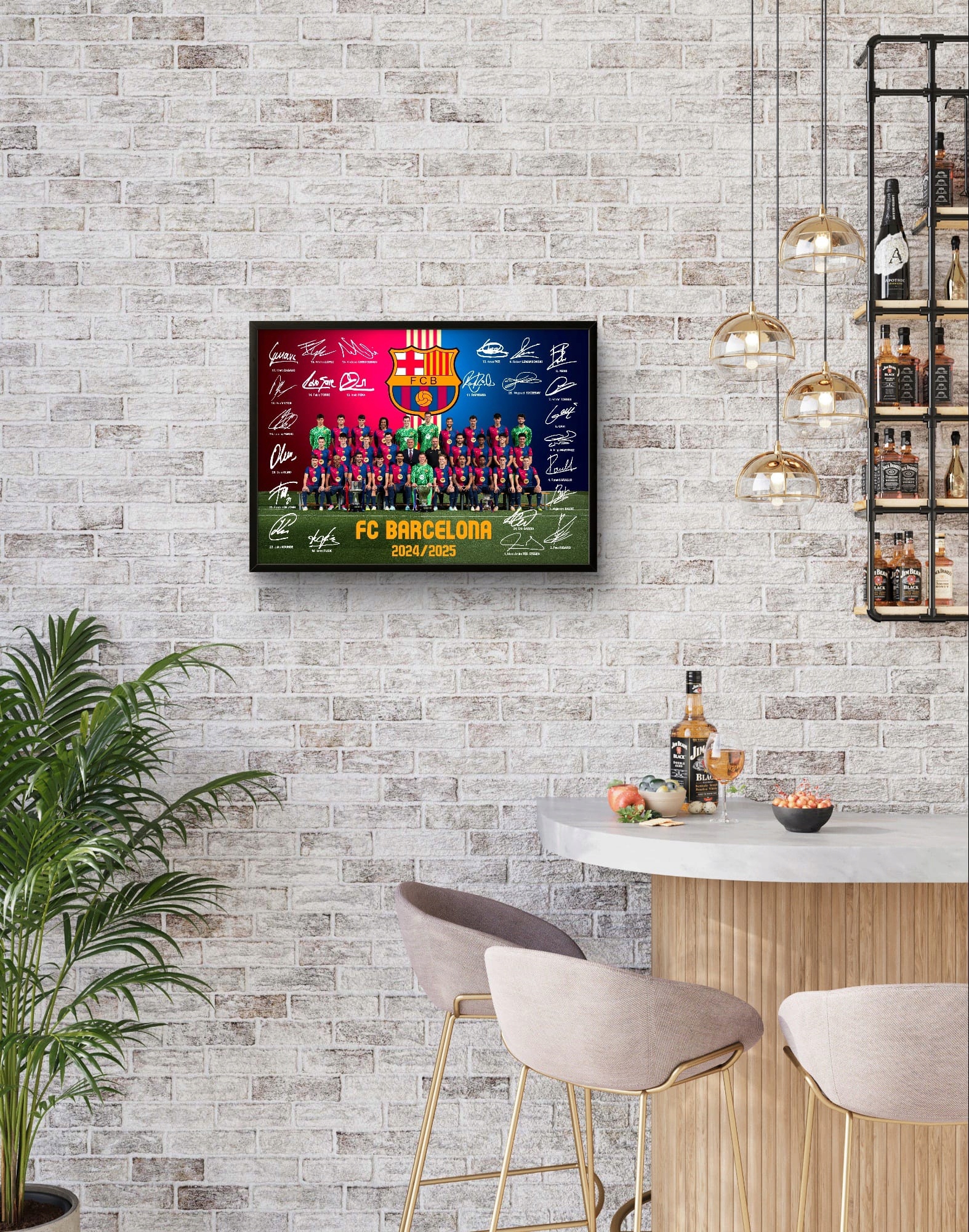 FC BARCELONA AUTOGRAFY W RAMCE A3 REPRINT OBRAZ ZDJĘCIE KOPIA 30X42 YAMAL Marka bez marki