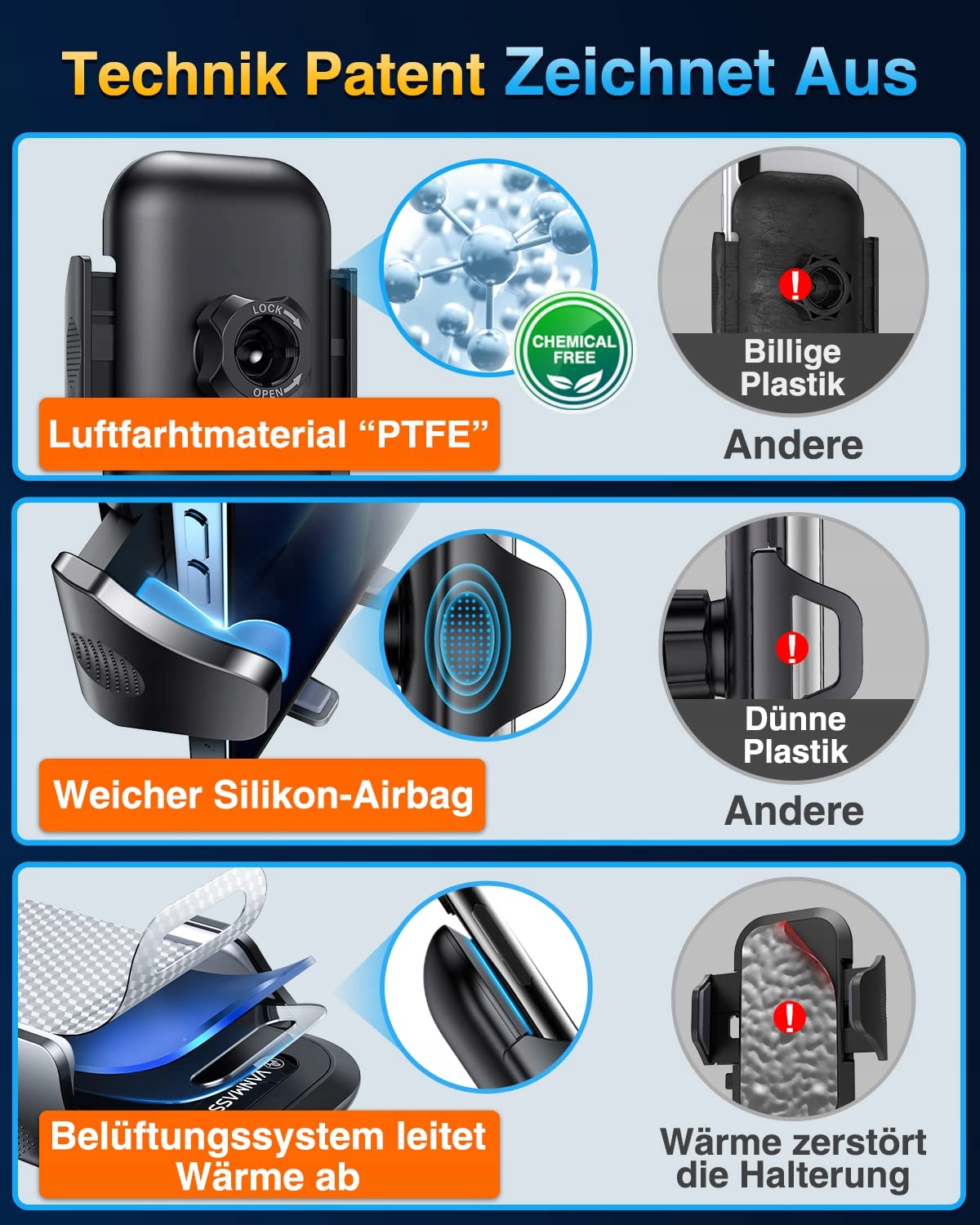 VANMASS Uchwyt Samochodowy 360° iPhone Android — miniatura 4