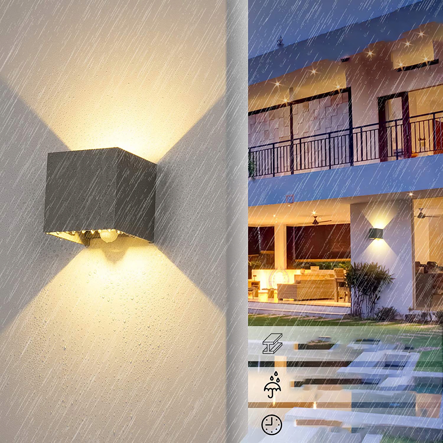 Czujnik ruchu LAMPA ŚCIENNA ZEWNĘTRZNA KINKIET LED Długość/wysokość 10 cm