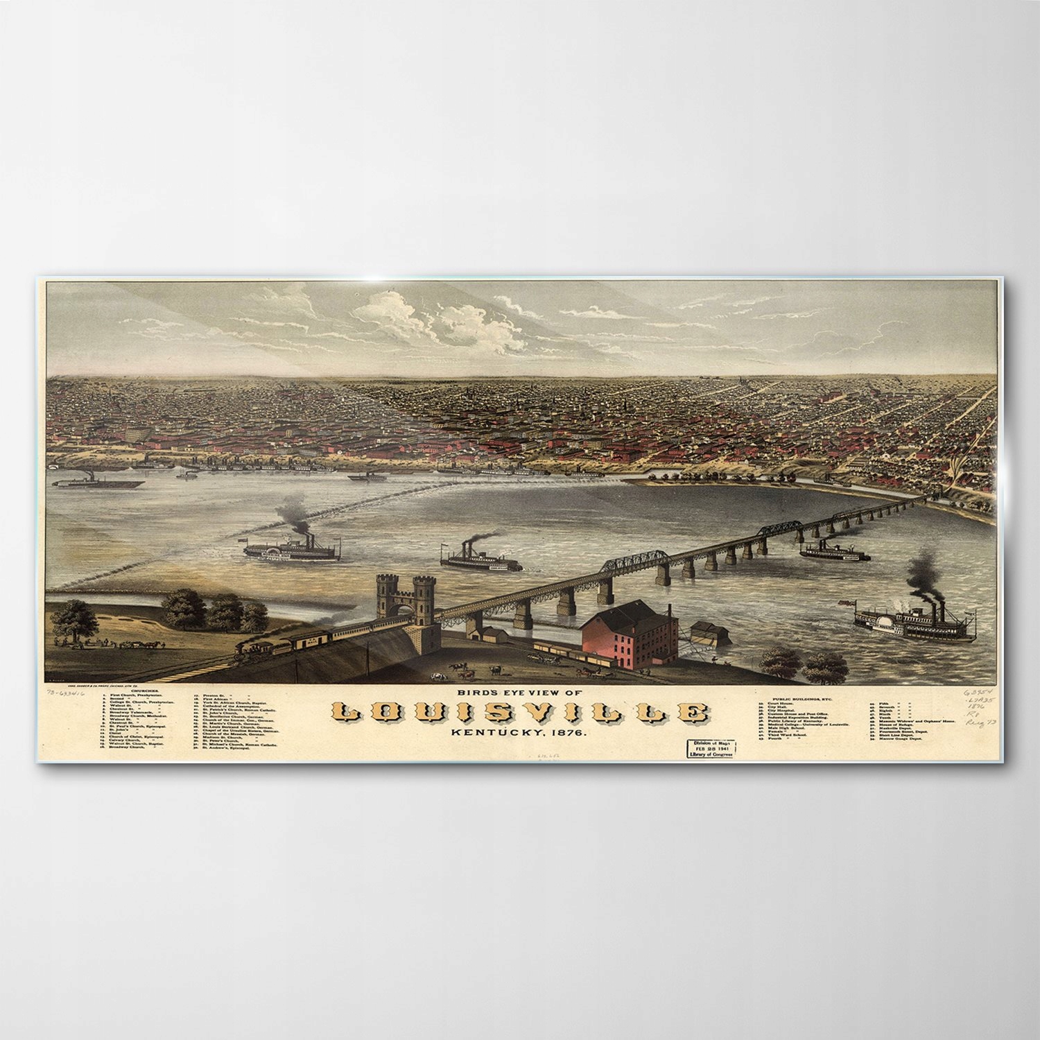 

Obraz Szklany Dekor Mapa Louisville Vintage 140x70