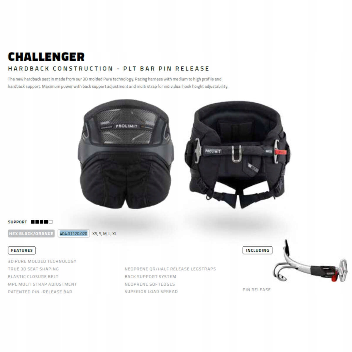 Trapez Prolimit PL Harness WS Seat Challenger Black Orange 2024 XL Rozmiar XL