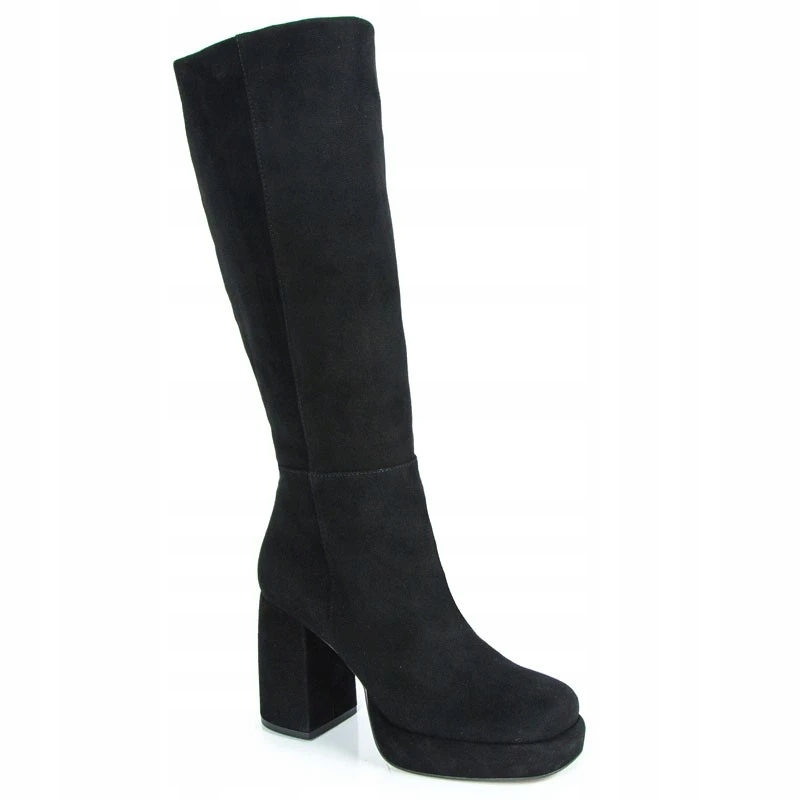 Szydłowski 2894 Kozačky Sloupek Kůže Semiš Černá 36