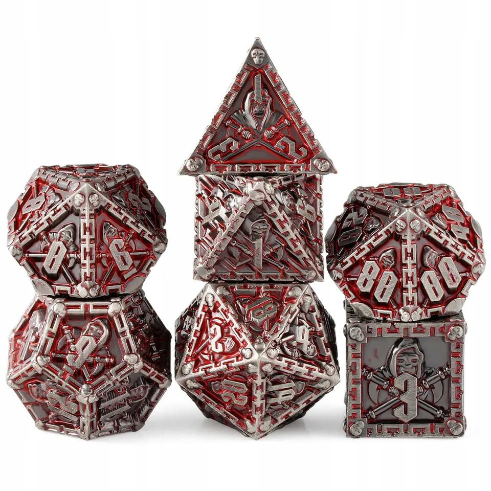 СМЕРТЕЛЬНАЯ ИГРА НАБОР ИЗ 7 МЕТАЛЛИЧЕСКИХ КУБИКОВ RPG