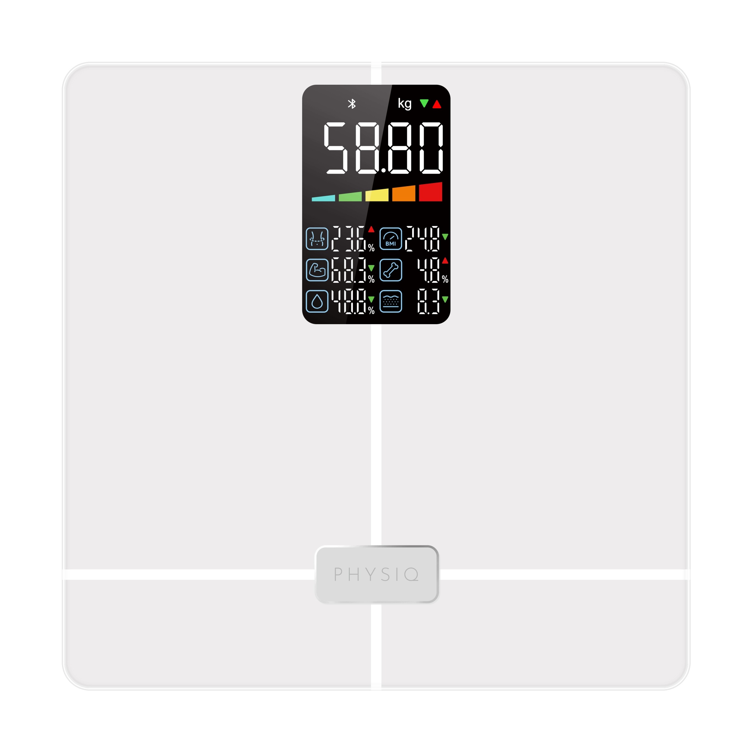 Analytická Koupelnová Váha Sklo, technologie Ito, nosnost 226 kg, 25 parametrů, mobilní aplikace, bílá
