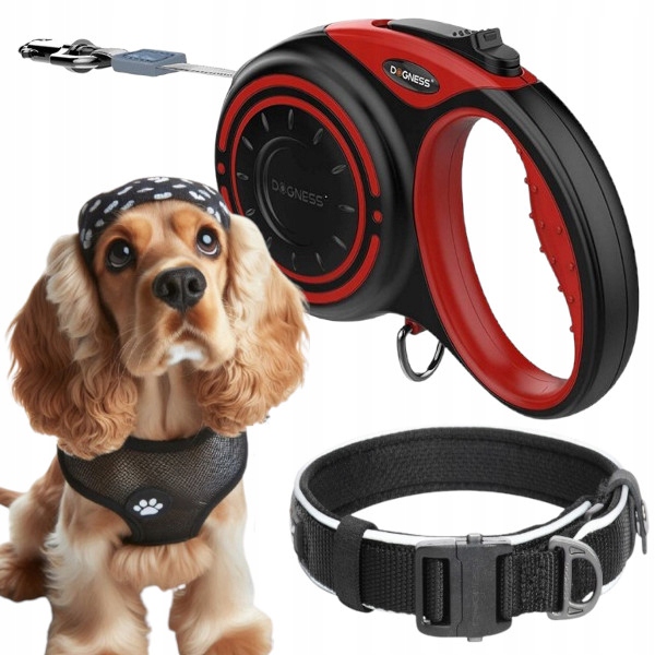 Levně Vodítko Pro Psa automatická Svinovací Páska Dogness 4 m do 20 kg obojek M