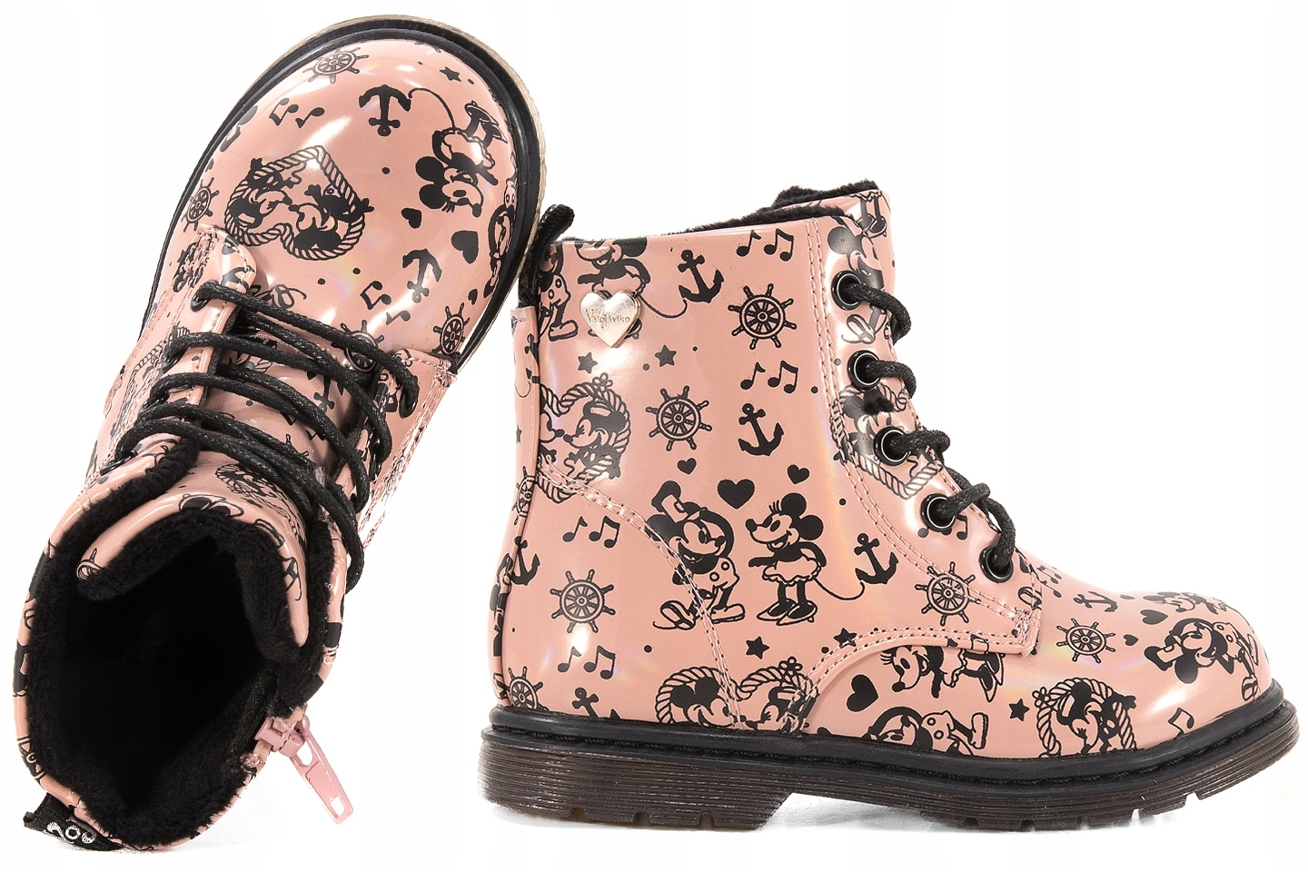 Wojtyłko 1Z25061I Trzewiki Ocieplane Botki Kozaczki Zimowe Lakierki 23 Róż