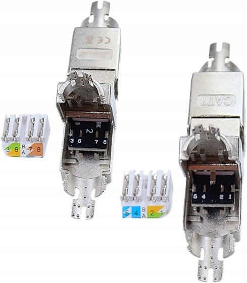 1 x Łącznik Modularny RJ45 kat. 6A kat.7 Beznarzędziowy Ekranowany Beczka Rodzaj Łączniki RJ-45 (beczka)