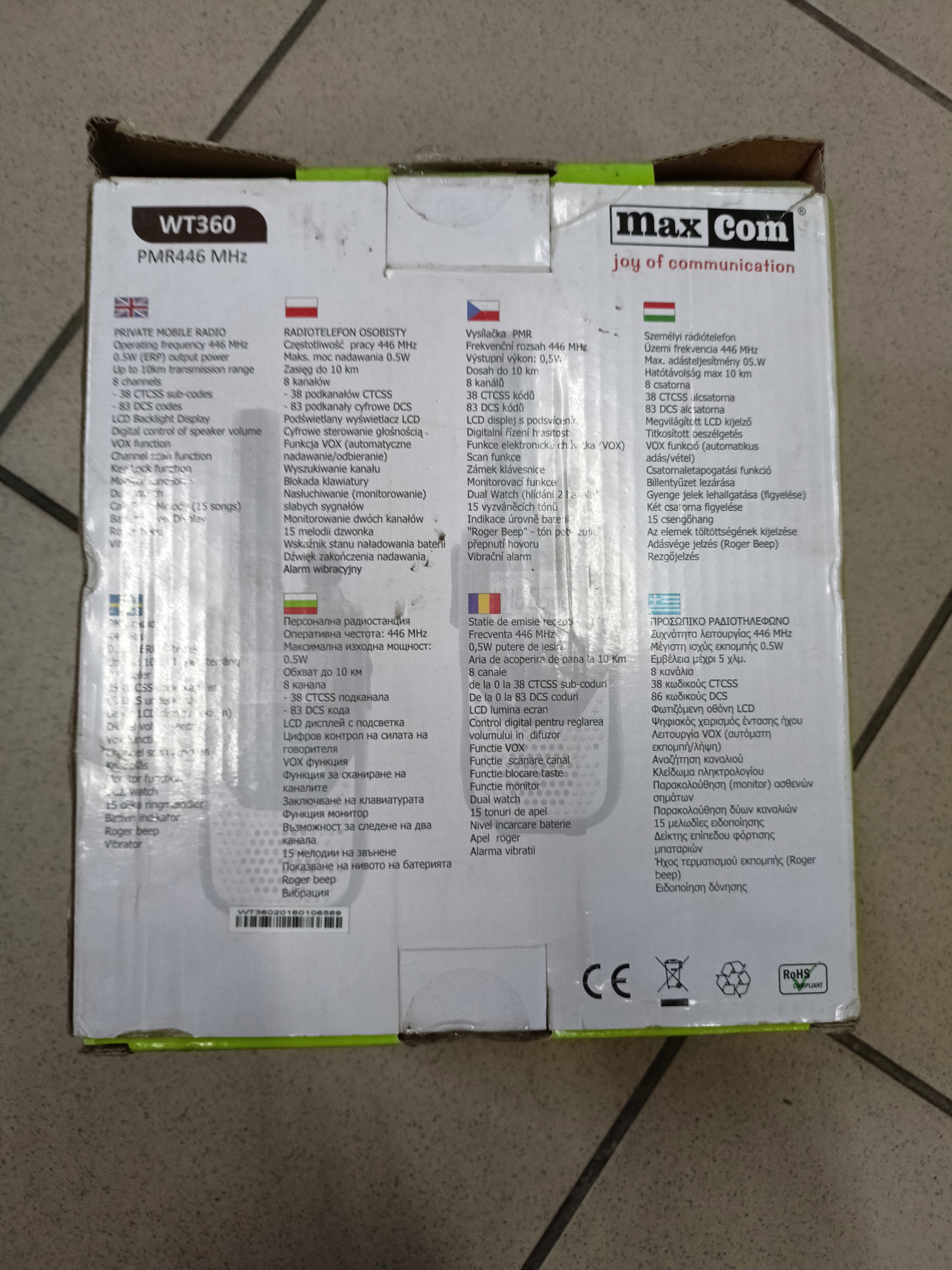 RADIOTELEFON MAXCOM WT360 PMR446 MHZ Numer katalogowy części WT360