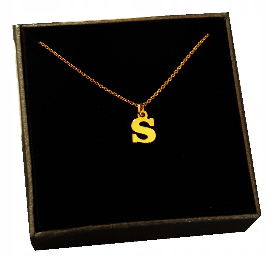 

Złoty Naszyjnik łańcuszek literka z literką S 925