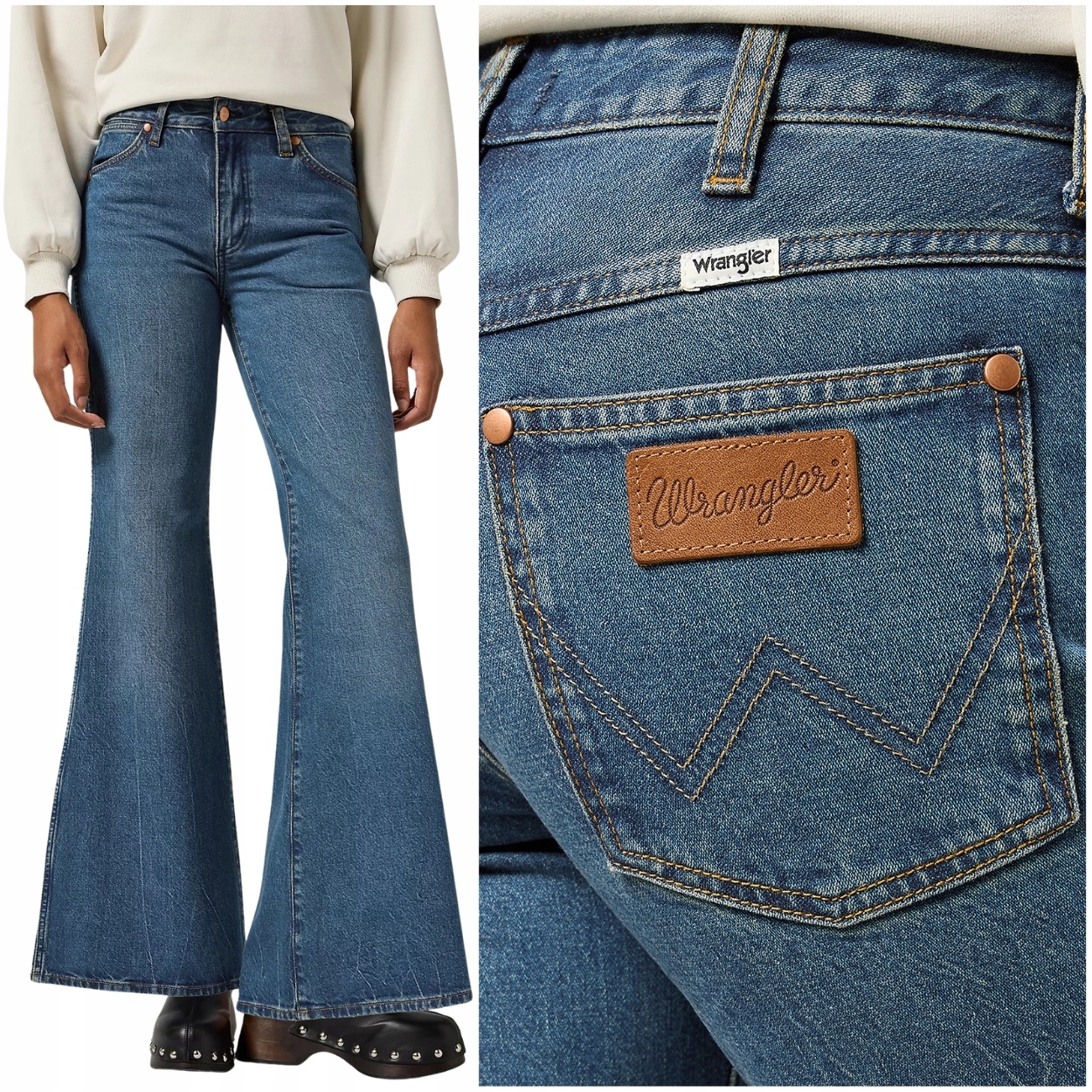 Wrangler Wanderer flare Rust Tint dámské džínové kalhoty s zvony W30 L32