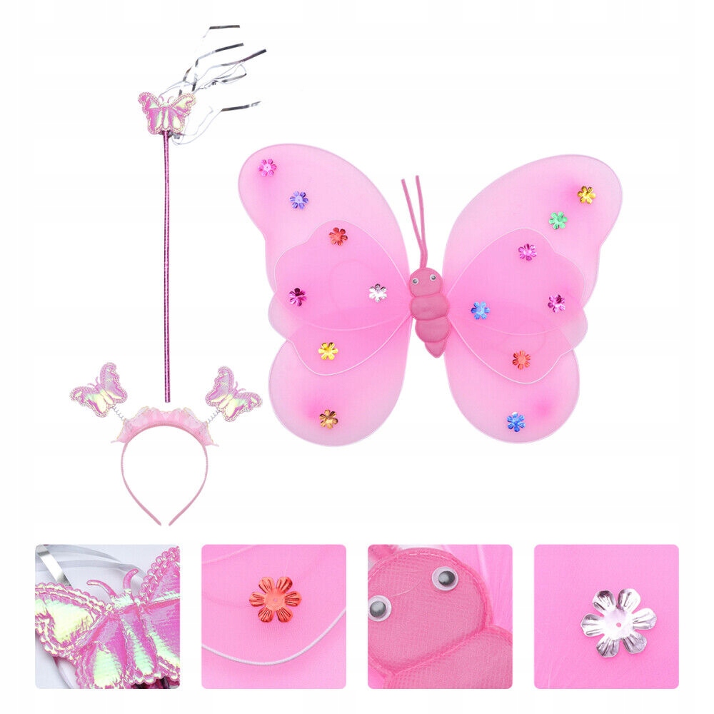 SKRZYDŁA SKRZYDEŁKA MOTYLKA RÓŻDŻKA OPASKA RÓŻOWE Stan opakowania oryginalne