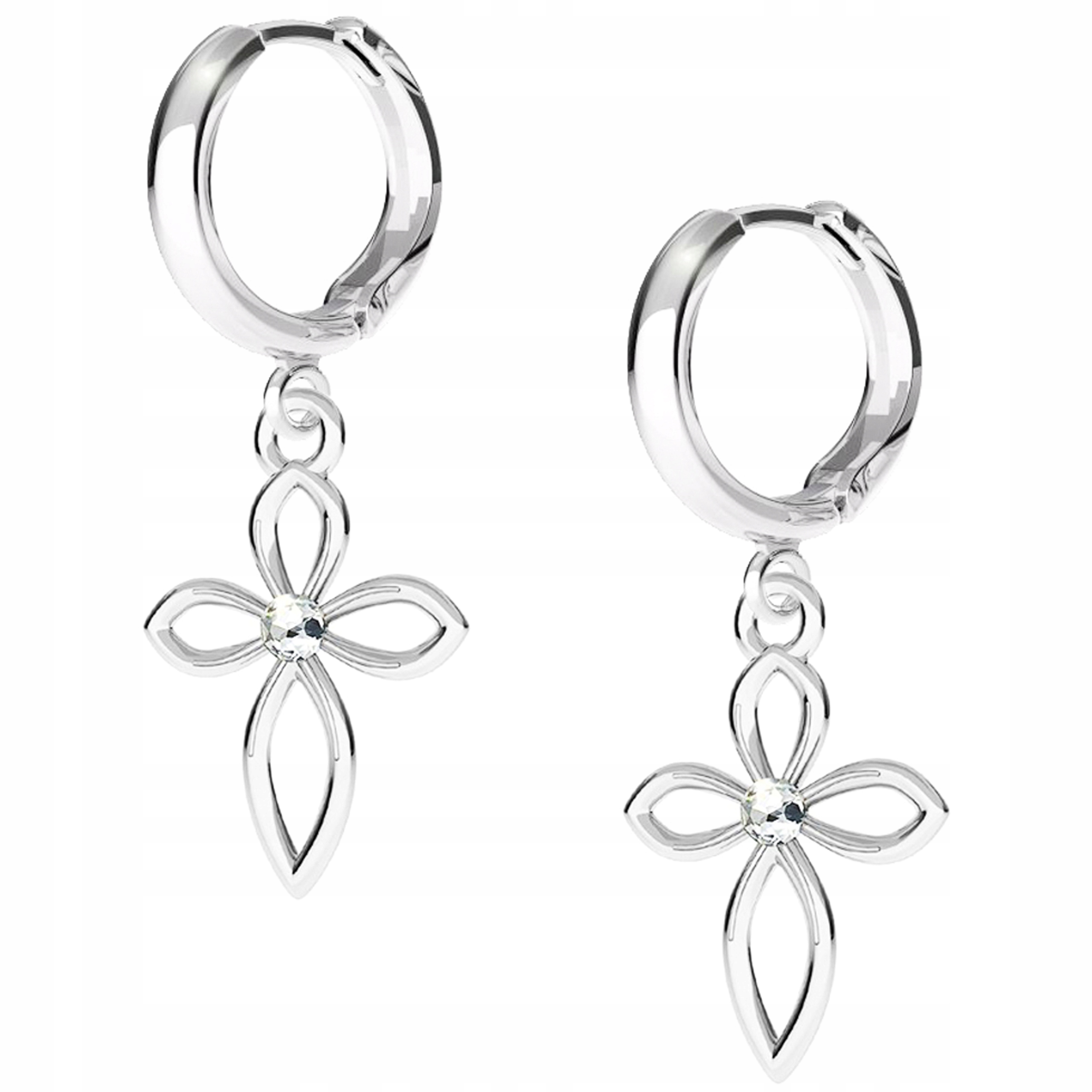 Stříbrné náušnice Kříž 925