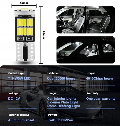 Żarówka SAMOCHODU Światła Postojowe W5W T10 CANBUS Kolor - PINK | Różowe Rodzaj LED