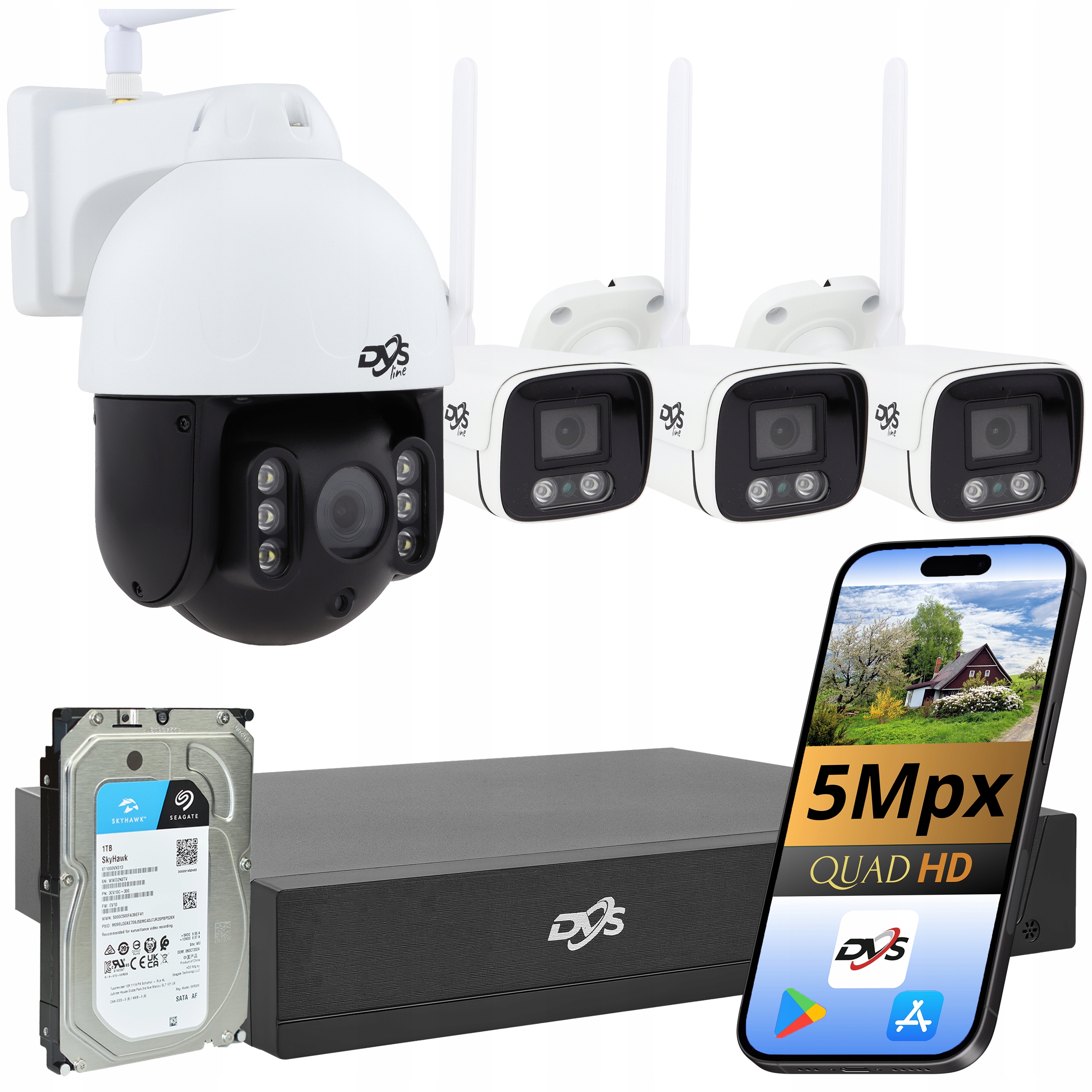 Sada Pro Monitorování Wifi 3 Kamery 5MPX Otočná Kamera 5MPX Disk Náhled