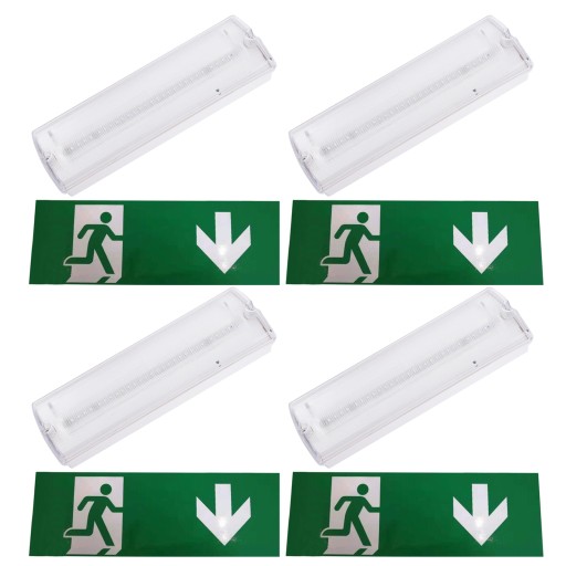 4x Oprawa awaryjna ewakuacyjna LED EXIT na dół