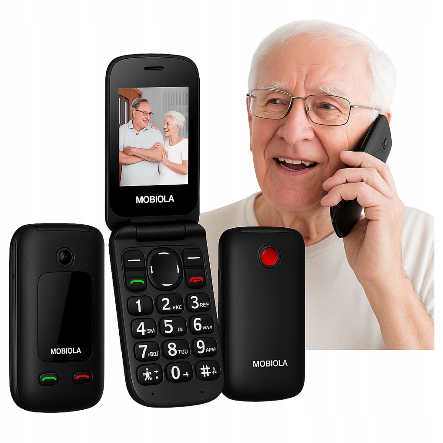 Telefon komórkowy Dla Seniora z klapką Duże Klawisze Głośny