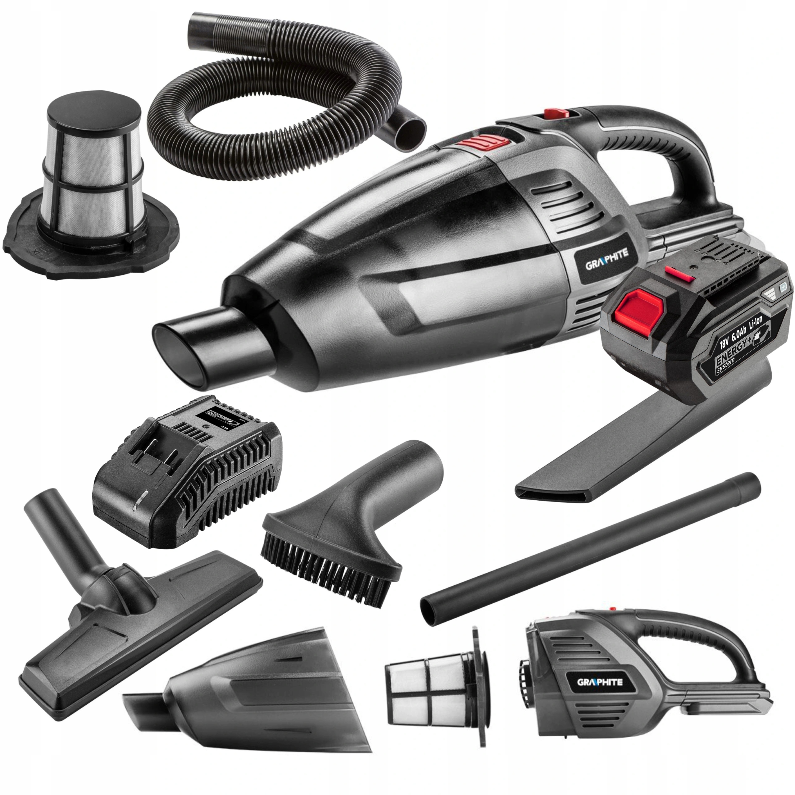 GRAPHITE ODKURZACZ AKUMULATOROWY 2W1 18V +6AH