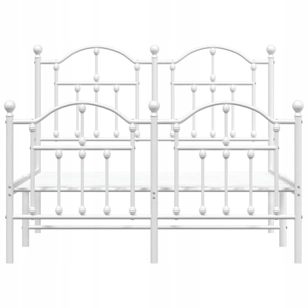 Metalowa rama łóżka z wezgłowiem i zanóżkiem, biała, 120x200 cm Regulacja bez regulacji