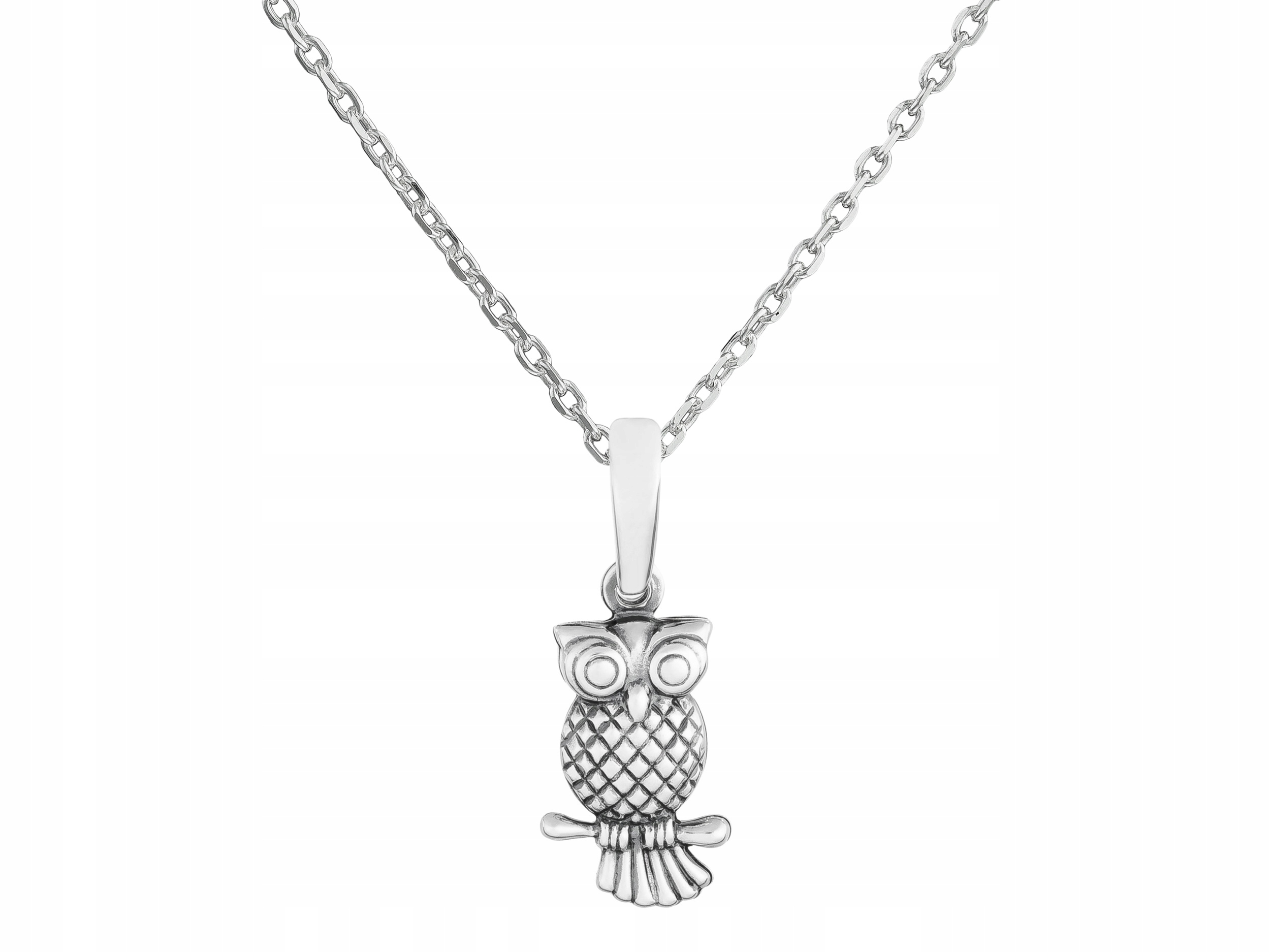 Krátký stříbrný dámský oxidovaný náhrdelník Sova Malý pták Stříbro Choker 40