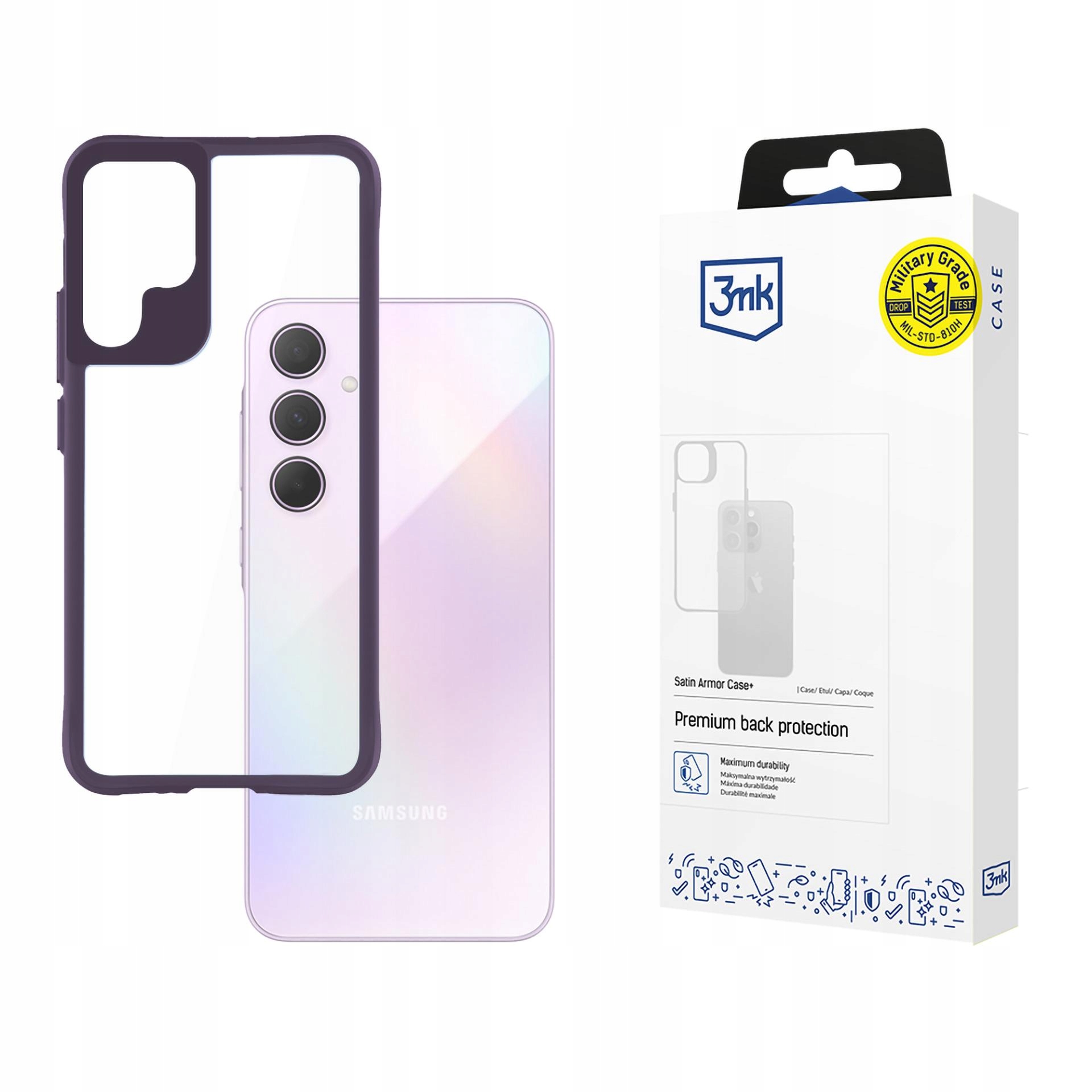 Etui 3mk Satin Armor Case+ Purple na Samsung Galaxy A35 5G przezroczyste