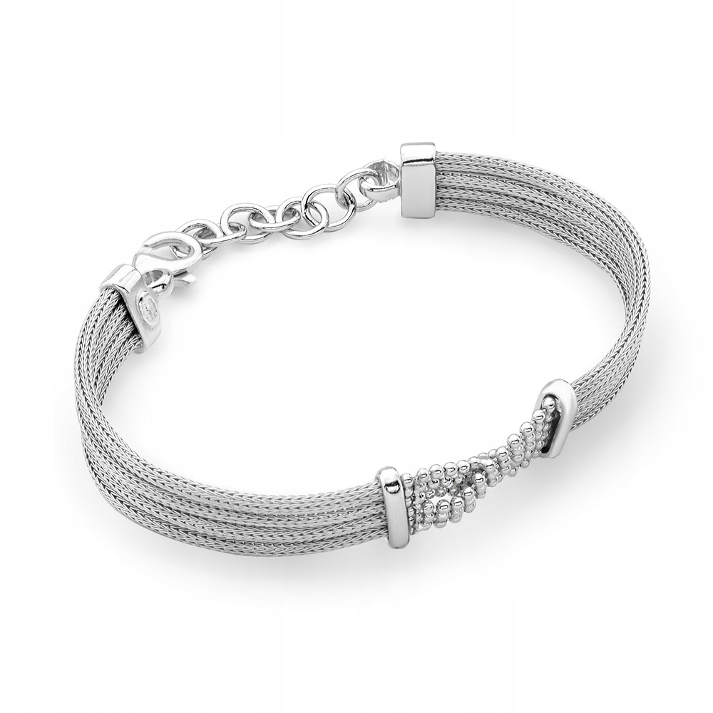 Stříbrný Náramek Dámský ryzost 925 Široký zaplétaný řetízek Krabička